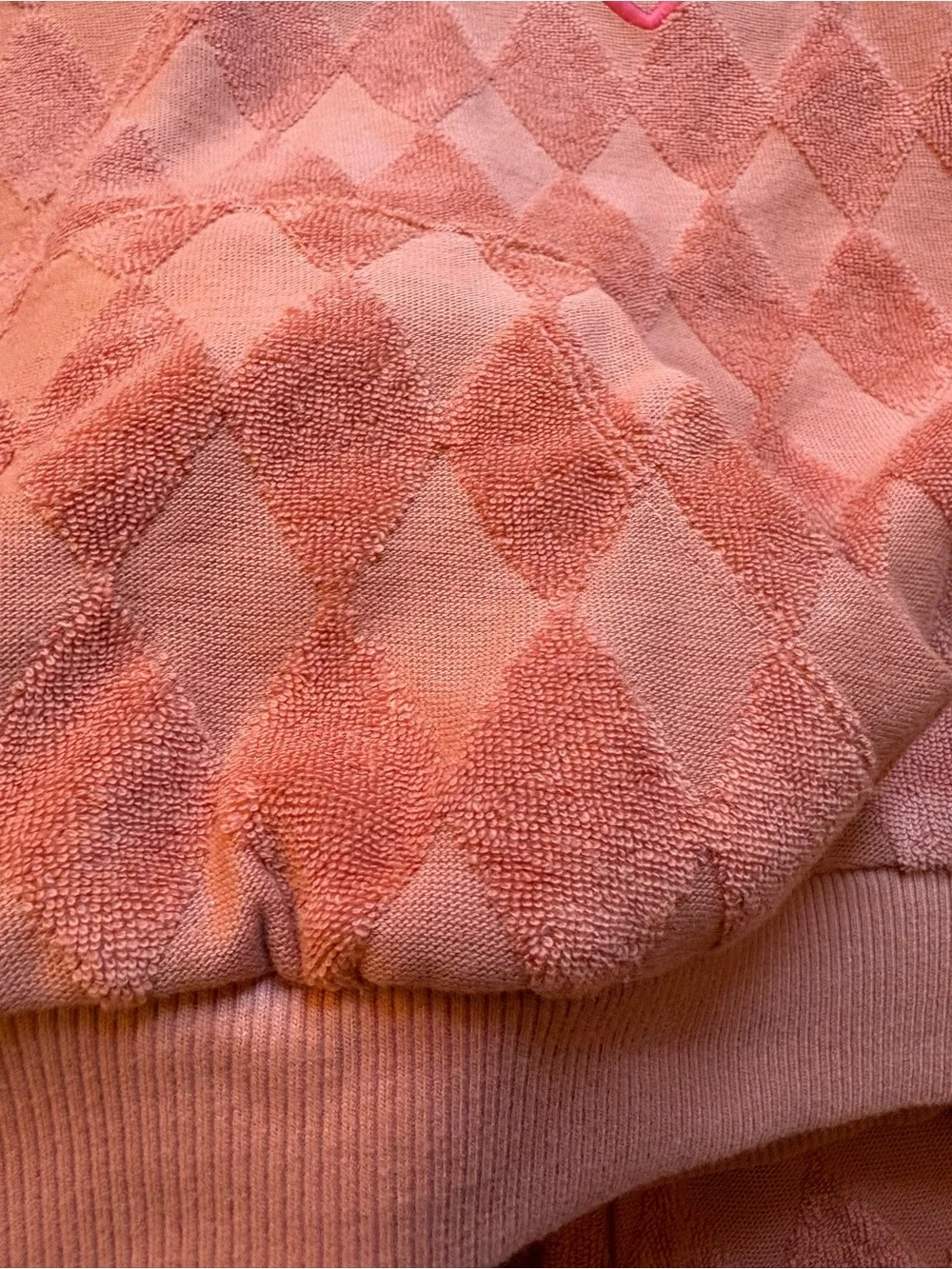 NEW NEXT | Peach Quilted Two-Piece Textured Terry Set |
